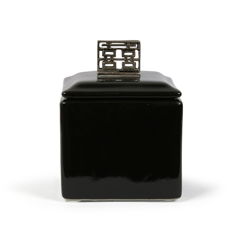 Square Black Box with Silver Detail