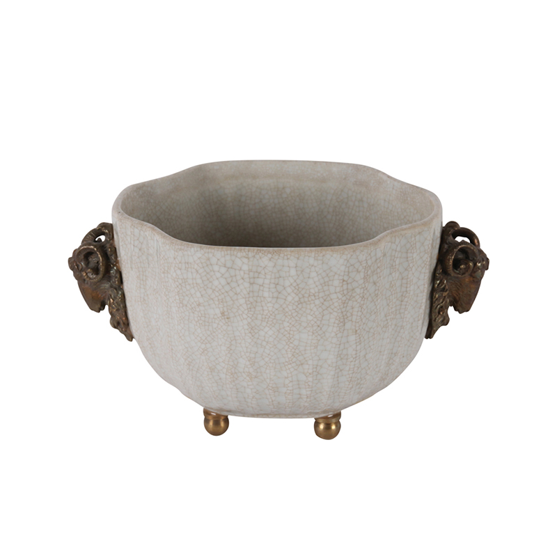 White Oval Buck Planter, Large