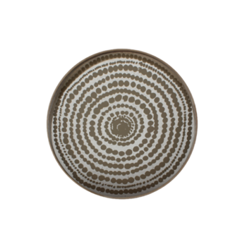 London Essentials - Gold Beads Mirror Round Tray, Large